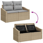 Garten-Sofa-Set mit Kissen 9 pcs Beige und Hellgrau