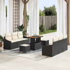 Garten-Sofa-Set mit Kissen mit Speicher 9 pcs Schwarz und Creme