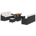 Garten-Sofa-Set mit Kissen mit Speicher 9 pcs Schwarz und Creme