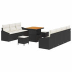 Garten-Sofa-Set mit Kissen 10 pcs Schwarz und Creme