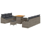 Garten-Sofa-Set mit Kissen mit Speicher 10 pcs Grau