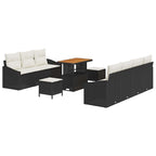 Garten-Sofa-Set mit Kissen mit Kissen 10 pcs Schwarz und Creme