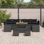 Gartensofa-set mit Kissen 10 pcs Schwarz Poly Rattan