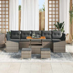 Gartensofa-set mit Kissen mit Speicher 10 pcs Grau Poly Rattan