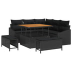Gartensofa-set mit Kissen 8 pcs Schwarz Poly Rattan