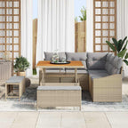 Gartensofa-set mit Kissen mit Speicher 8 pcs Beige Poly Rattan