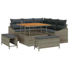 Gartensofa-set mit Kissen mit Speicher 8 pcs Grau Poly Rattan