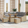 Gartensofa-set mit Kissen mit Speicher 8 pcs Beige Poly Rattan