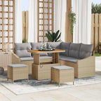 Gartensofa-set mit Kissen mit Speicher 8 pcs Beige Poly Rattan