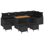 Gartensofa-set mit Kissen 10 pcs Schwarz Poly Rattan