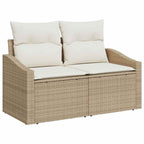 Gartensofa-set mit Kissen mit Speicher 10 pcs Beige Poly Rattan