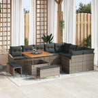 Gartensofa-set mit Kissen mit Speicher 12 pcs Grau Poly Rattan