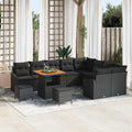 Gartensofa-set mit Kissen 12 pcs Schwarz Poly Rattan