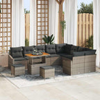 Gartensofa-set mit Kissen mit Speicher 12 pcs Grau Poly Rattan