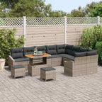 Gartensofa-set mit Kissen mit Speicher 12 pcs Grau Poly Rattan