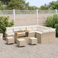 Gartensofa-set mit Kissen mit Speicher 13 pcs Beige Poly Rattan