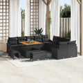 Gartensofa-set mit Kissen 13 pcs Schwarz Poly Rattan
