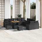 Gartensofa-set mit Kissen 13 pcs Schwarz Poly Rattan
