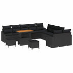 Gartensofa-set mit Kissen 13 pcs Schwarz Poly Rattan