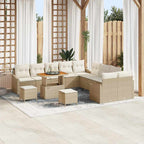 Gartensofa-set mit Kissen mit Speicher 13 pcs Beige Poly Rattan
