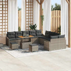 Gartensofa-set mit Kissen mit Speicher 13 pcs Grau Poly Rattan