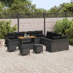 Gartensofa-set mit Kissen 13 pcs Schwarz Poly Rattan