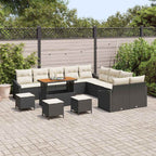 Gartensofa-set mit Kissen 13 pcs Schwarz Poly Rattan