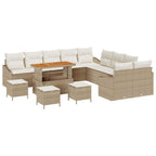Gartensofa-set mit Kissen mit Speicher 13 pcs Beige Poly Rattan