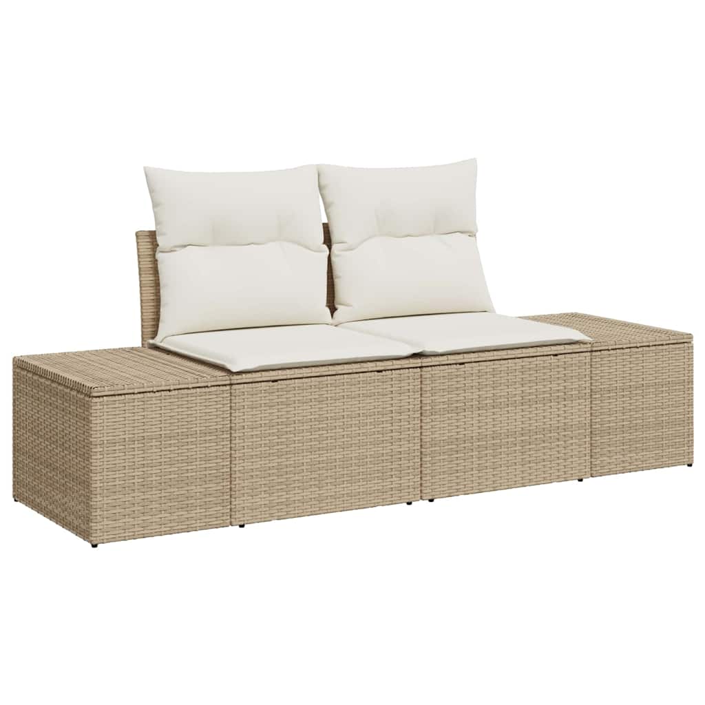 Gartensofa-set mit Kissen mit Speicher 8 pcs Beige Poly Rattan