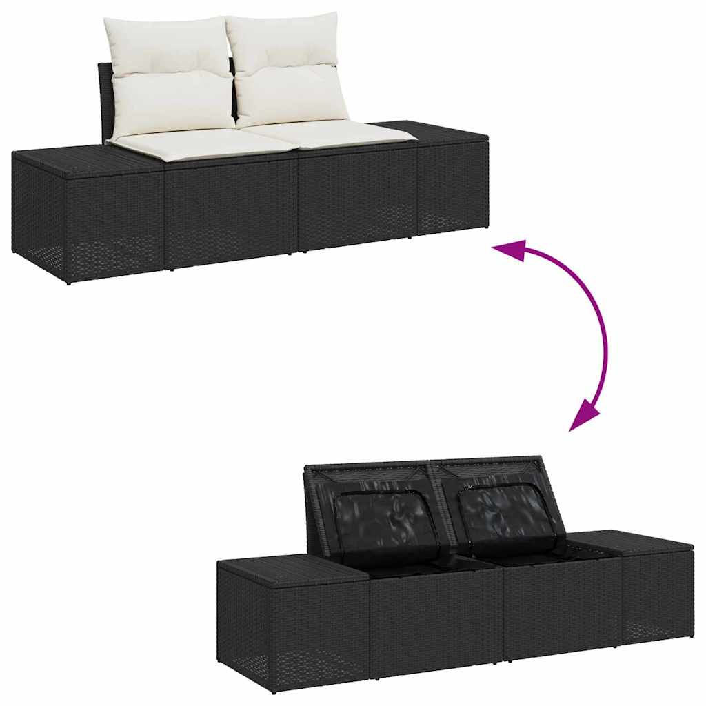 Gartensofa-set mit Kissen 10 pcs Schwarz Poly Rattan