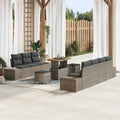 Gartensofa-set mit Kissen mit Speicher 10 pcs Grau Poly Rattan