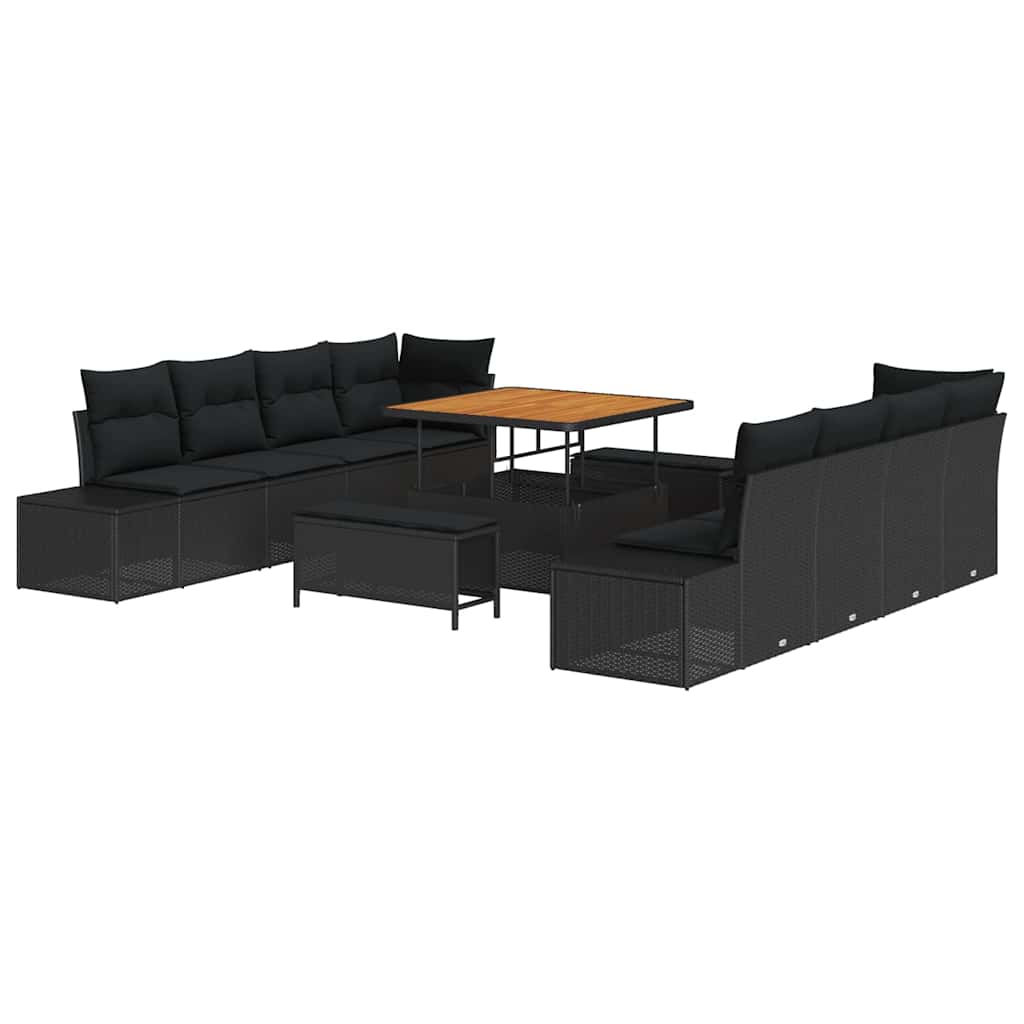 Gartensofa-set mit Kissen Schwarz 100 x 100 x 71 cm Poly Rattan