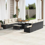 Gartensofa-set mit Kissen Schwarz 264 x 62 x 85 cm Poly Rattan