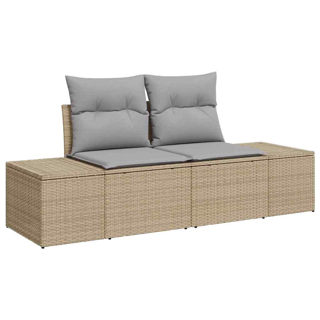 Gartensofa-set mit Kissen Beige 100 x 100 x 71 cm Poly Rattan