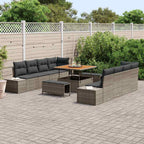 Gartensofa-set mit Kissen mit Speicher 11 pcs Grau Poly Rattan