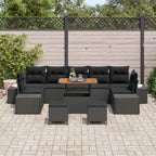 Gartensofa-set mit Kissen 10 pcs Schwarz Poly Rattan