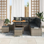 Gartensofa-set mit Kissen mit Speicher 8 pcs Grau Poly Rattan