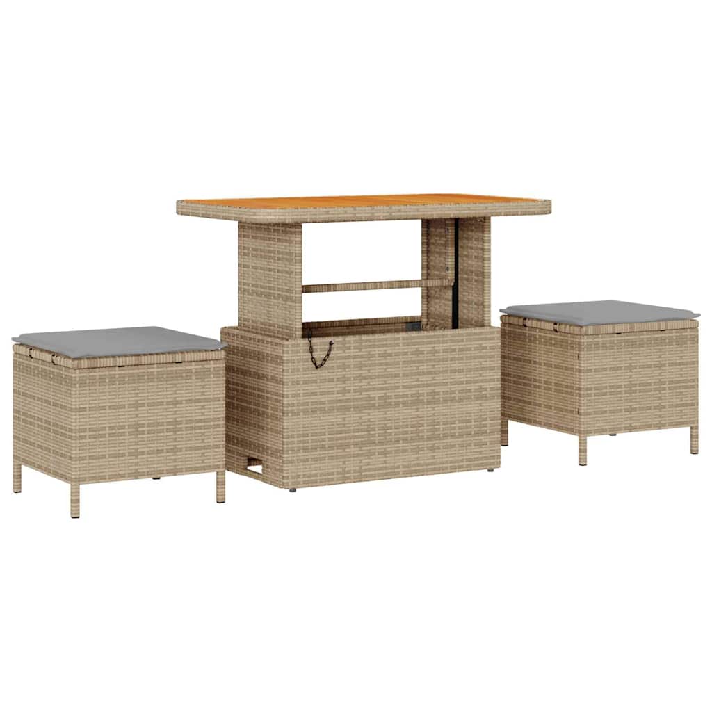 Gartensofa-set mit Kissen mit Speicher 8 pcs Beige Poly Rattan