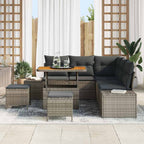 Gartensofa-set mit Kissen mit Speicher 8 pcs Grau Poly Rattan