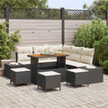 Gartensofa-set mit Kissen 9 pcs Schwarz Poly Rattan
