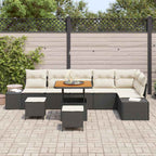 Gartensofa-set mit Kissen 9 pcs Schwarz Poly Rattan