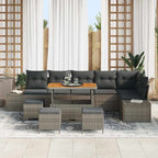 Gartensofa-set mit Kissen mit Speicher 10 pcs Grau Poly Rattan