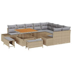 Gartensofa-set mit Kissen mit Speicher 12 pcs Beige Poly Rattan