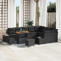 Gartensofa-set mit Kissen 12 pcs Schwarz Poly Rattan