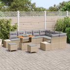 Gartensofa-set mit Kissen mit Speicher 12 pcs Beige Poly Rattan