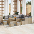 Gartensofa-set mit Kissen mit Speicher 13 pcs Beige Poly Rattan