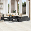 Gartensofa-set mit Kissen 13 pcs Schwarz Poly Rattan