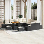 Gartensofa-set mit Kissen 13 pcs Schwarz Poly Rattan