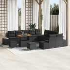 Gartensofa-set mit Kissen 13 pcs Schwarz Poly Rattan