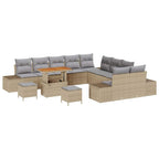 Gartensofa-set mit Kissen mit Speicher 13 pcs Beige Poly Rattan
